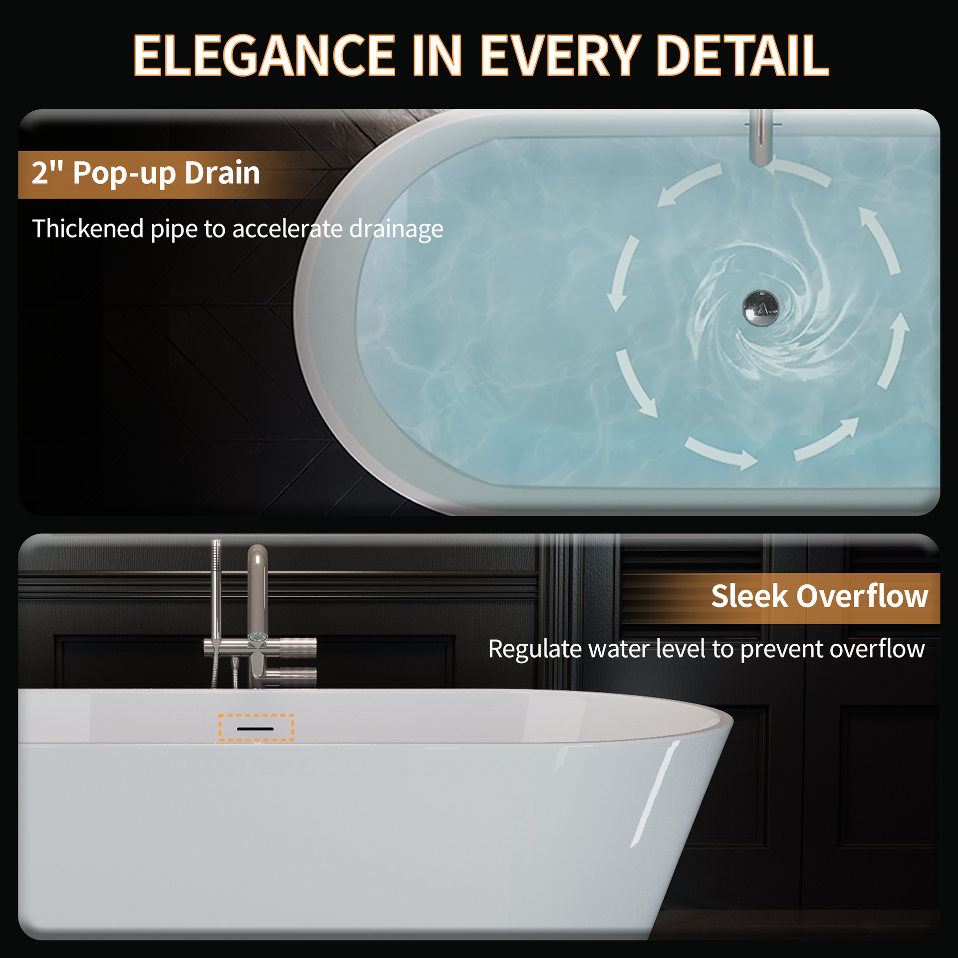 60'' Acrylic Freestanding Bathtub, Oval Soaking Stand Alone Bath Tub with Toe-Tap Chrome Drain and Classic Slotted Overflow, cUPC Certified, Glossy White 25A02-60