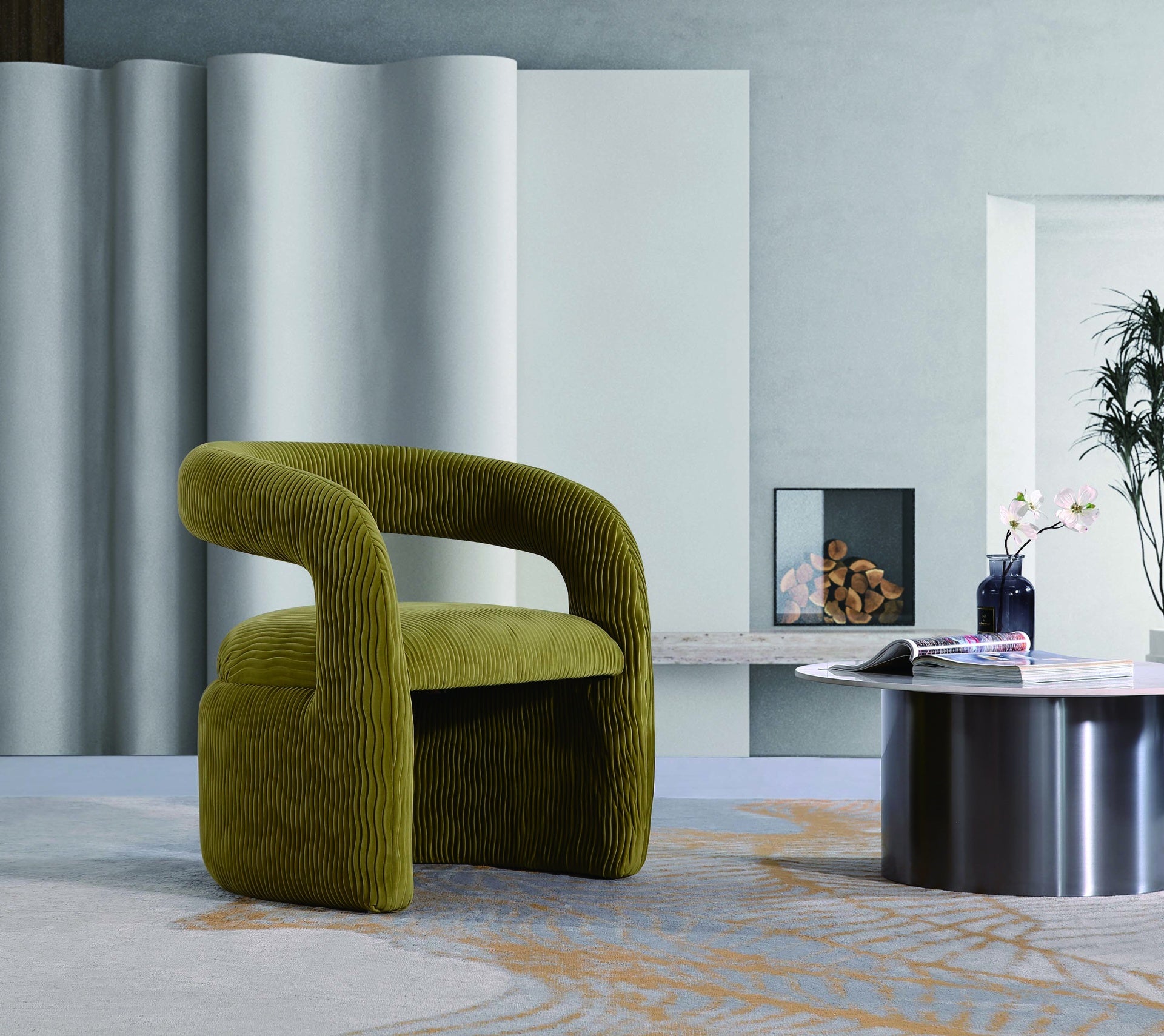 Lounge Chair in Olive Green