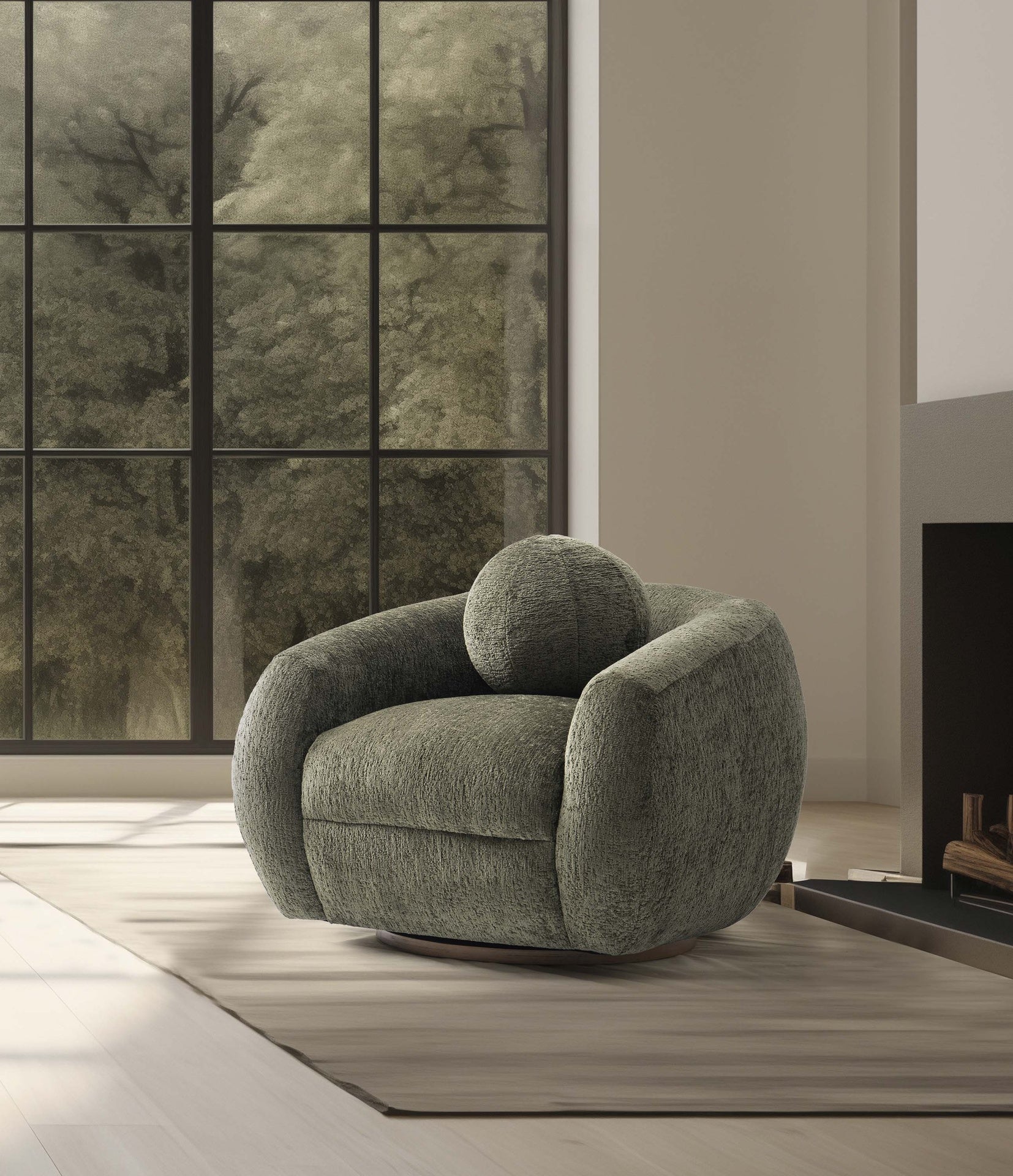 Lounge Chair in Olive Green