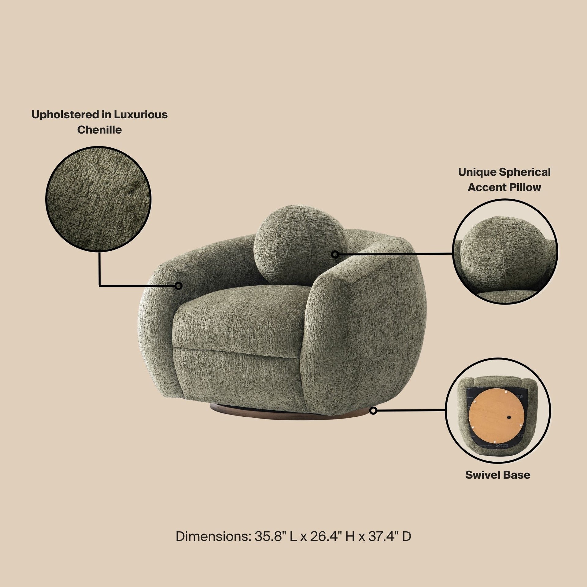 Lounge Chair in Olive Green
