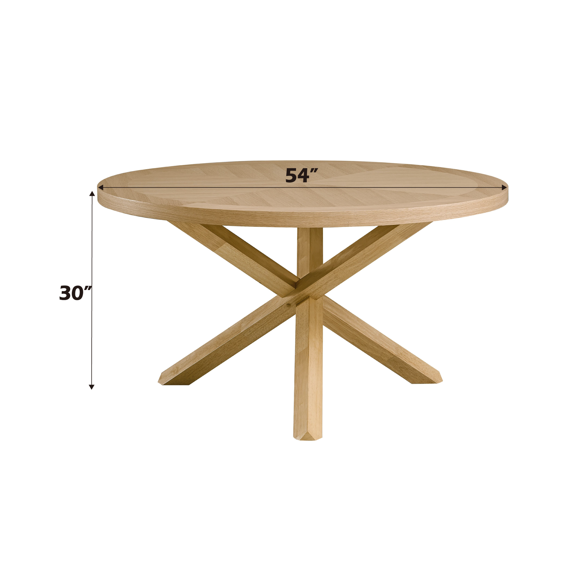 Kasem 5 pieces Oak Finish Round Dining Table w/Matching Chair Dining Room Set