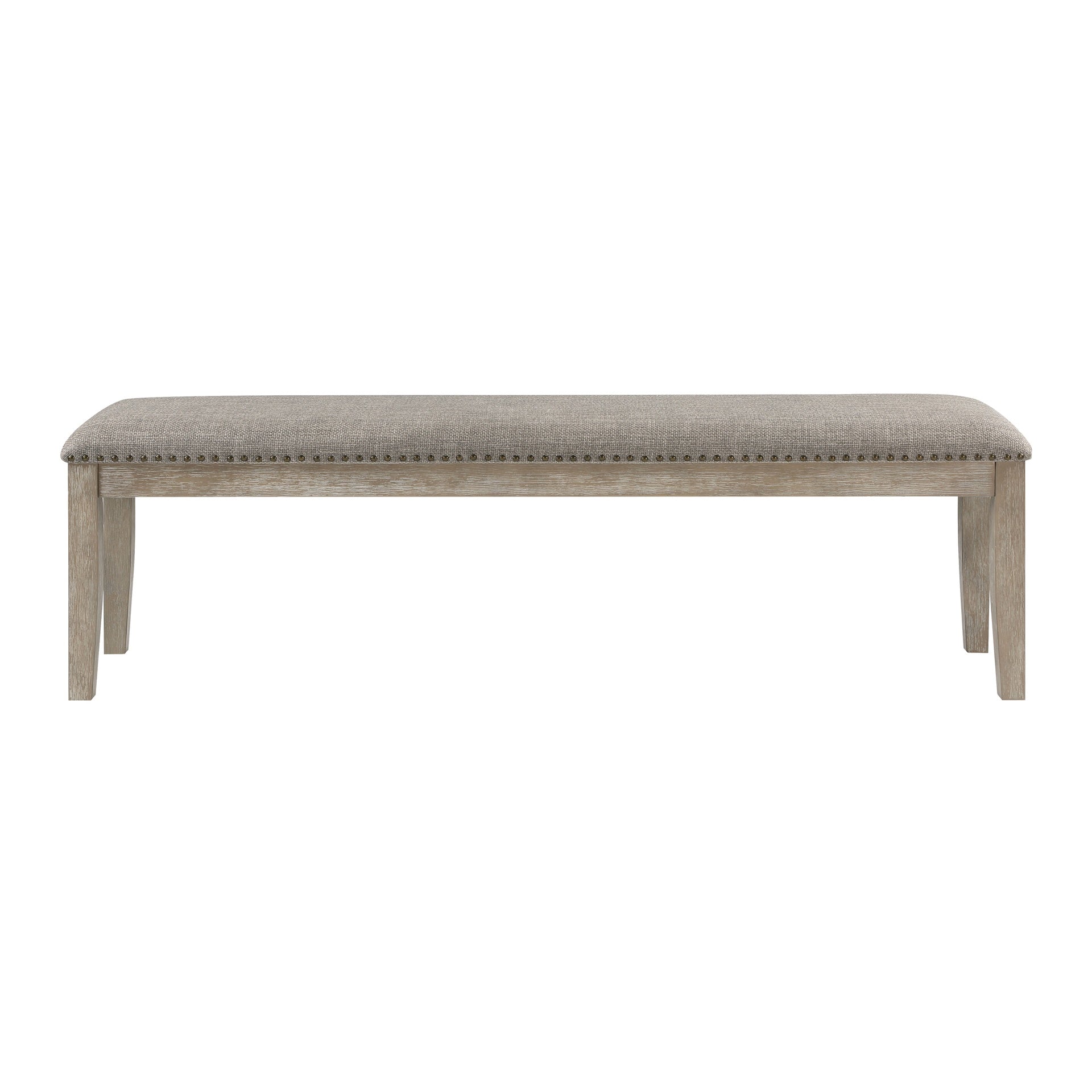 Traditional Style Dining Bench 1pc Durable Fabric Upholstered Nailhead Trim Wooden Furniture Brown Gray Finish