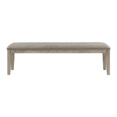 Traditional Style Dining Bench 1pc Durable Fabric Upholstered Nailhead Trim Wooden Furniture Brown Gray Finish