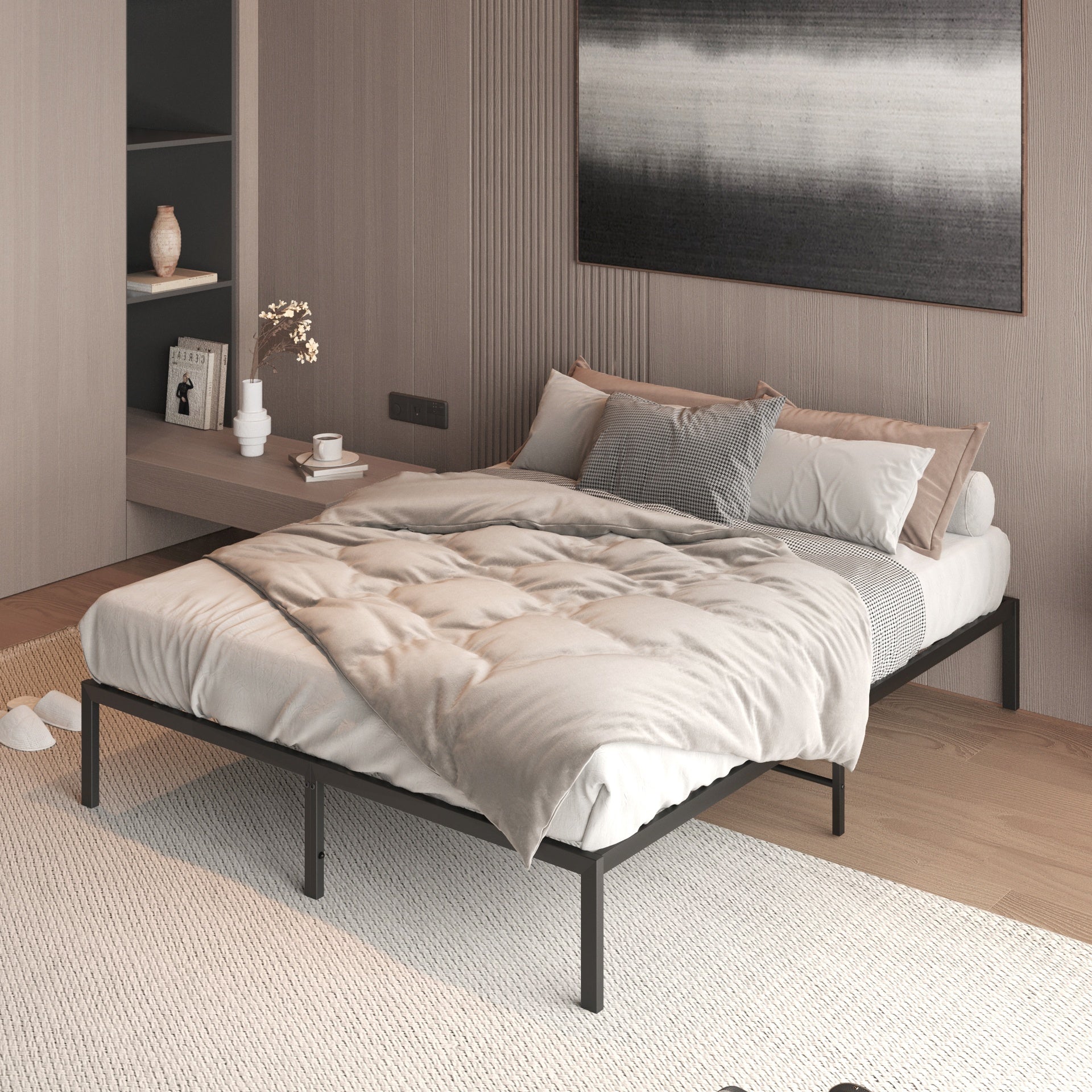 Metal Platform Bed frame ,Sturdy Metal Frame, No Box Spring Needed(Full)