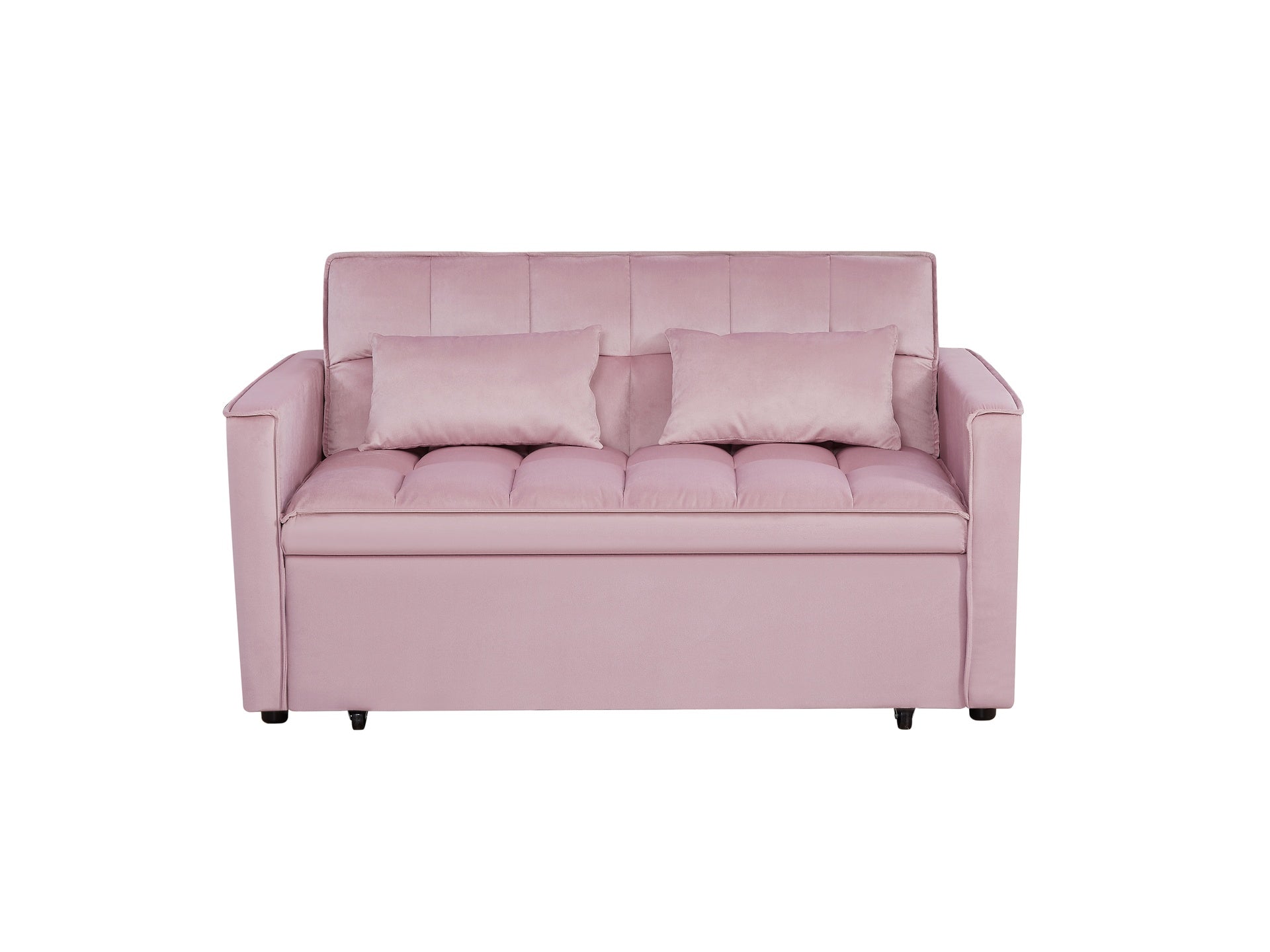 Modern 2-Seater Sofa, 54" Pull-Out Sleeper Sofa Bed for Living Room,Pink