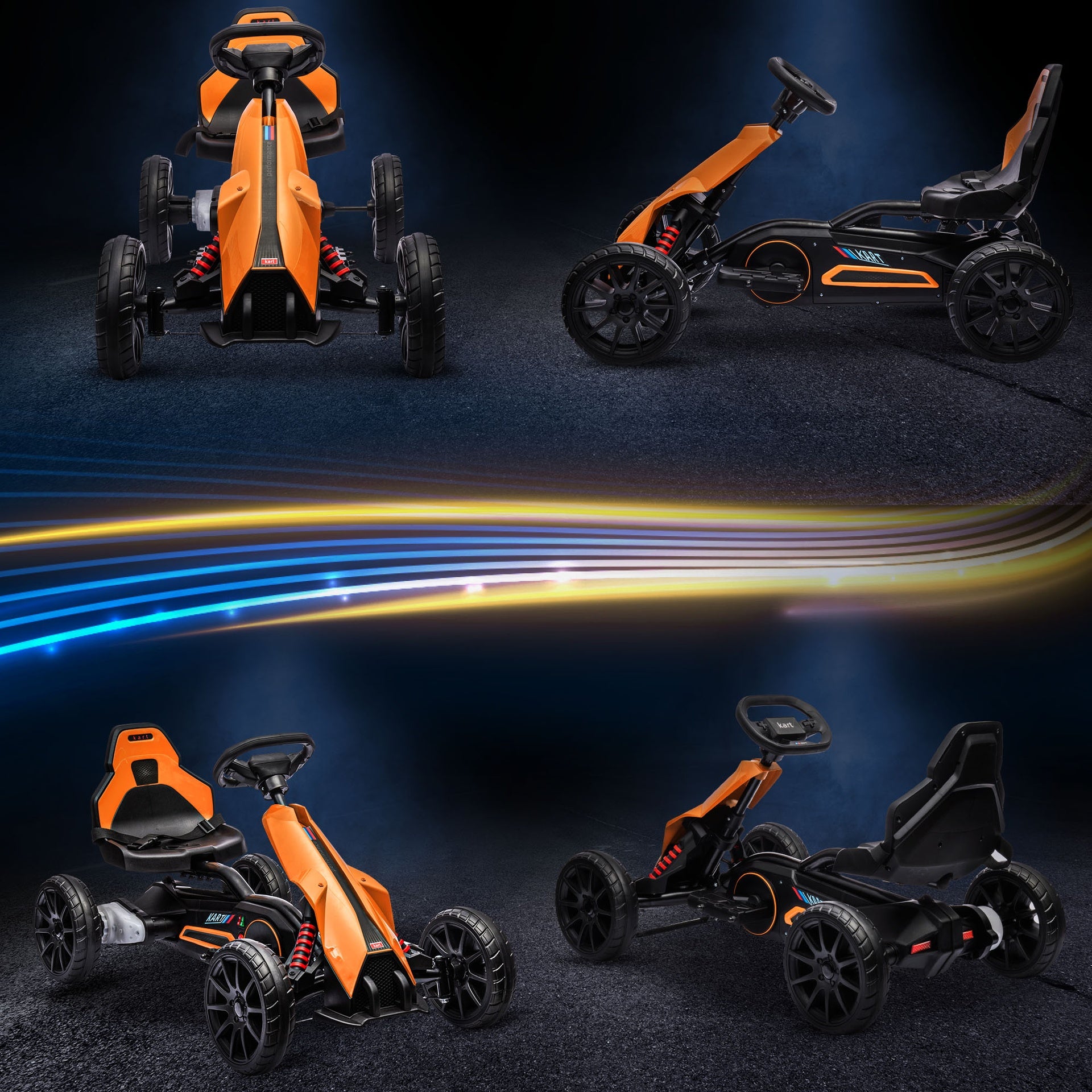 Aosom 12V Electric Go Kart for Kids, Outdoor Ride-On Toy with Forward Backward Drive & Adjustable Speed, Gift for Child 3-8 Years Old, Orange