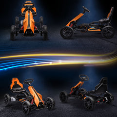Aosom 12V Electric Go Kart for Kids, Outdoor Ride-On Toy with Forward Backward Drive & Adjustable Speed, Gift for Child 3-8 Years Old, Orange