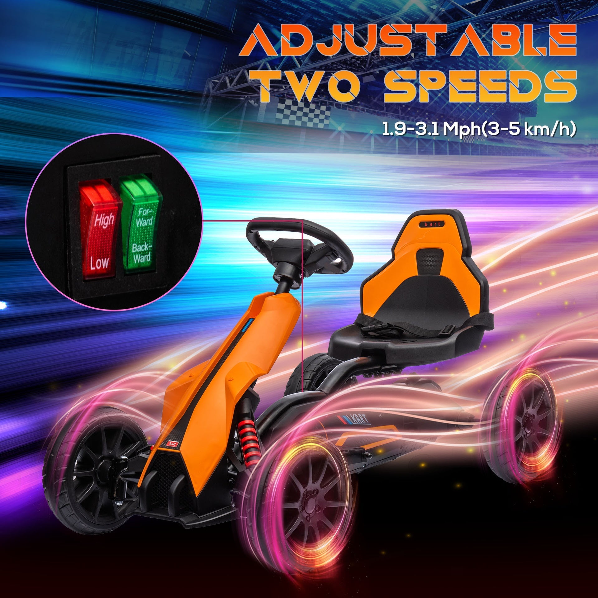 Aosom 12V Electric Go Kart for Kids, Outdoor Ride-On Toy with Forward Backward Drive & Adjustable Speed, Gift for Child 3-8 Years Old, Orange