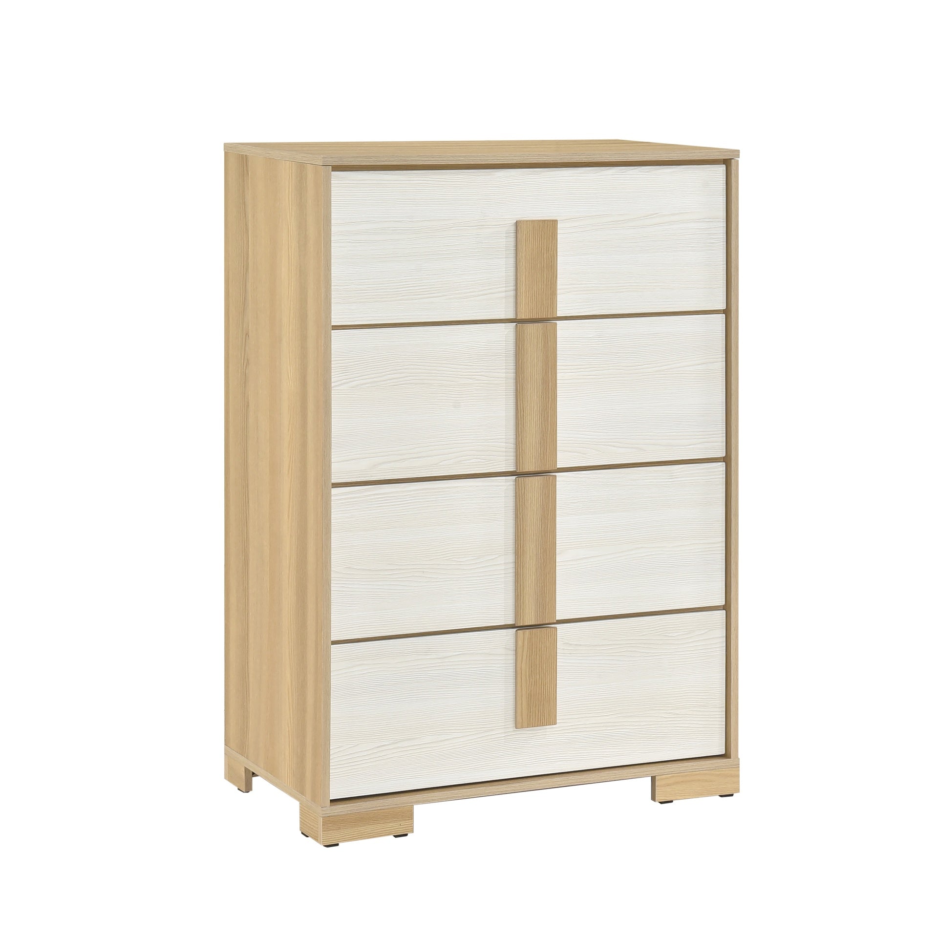 Contemporary Natural and White Finish 4-Drawer Storage Chest Wooden Bedroom Furniture 1pc