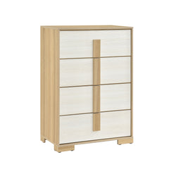 Contemporary Natural and White Finish 4-Drawer Storage Chest Wooden Bedroom Furniture 1pc