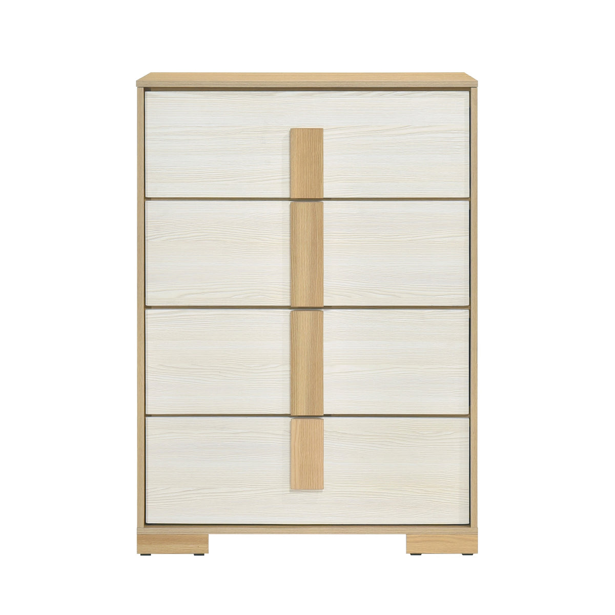 Contemporary Natural and White Finish 4-Drawer Storage Chest Wooden Bedroom Furniture 1pc