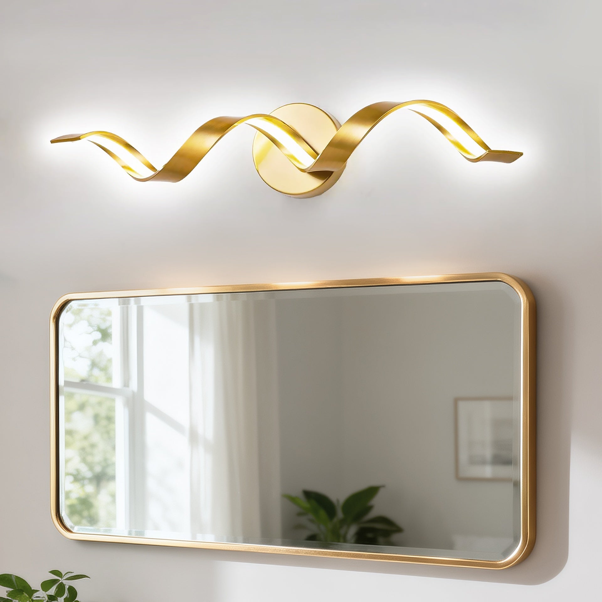 Gold Bathroom Light Fixtures, 24 inch Spiral Design Modern LED Bathroom Vanity Lights Over Mirror, Wall Light Fixtures for Living Room --GOLD