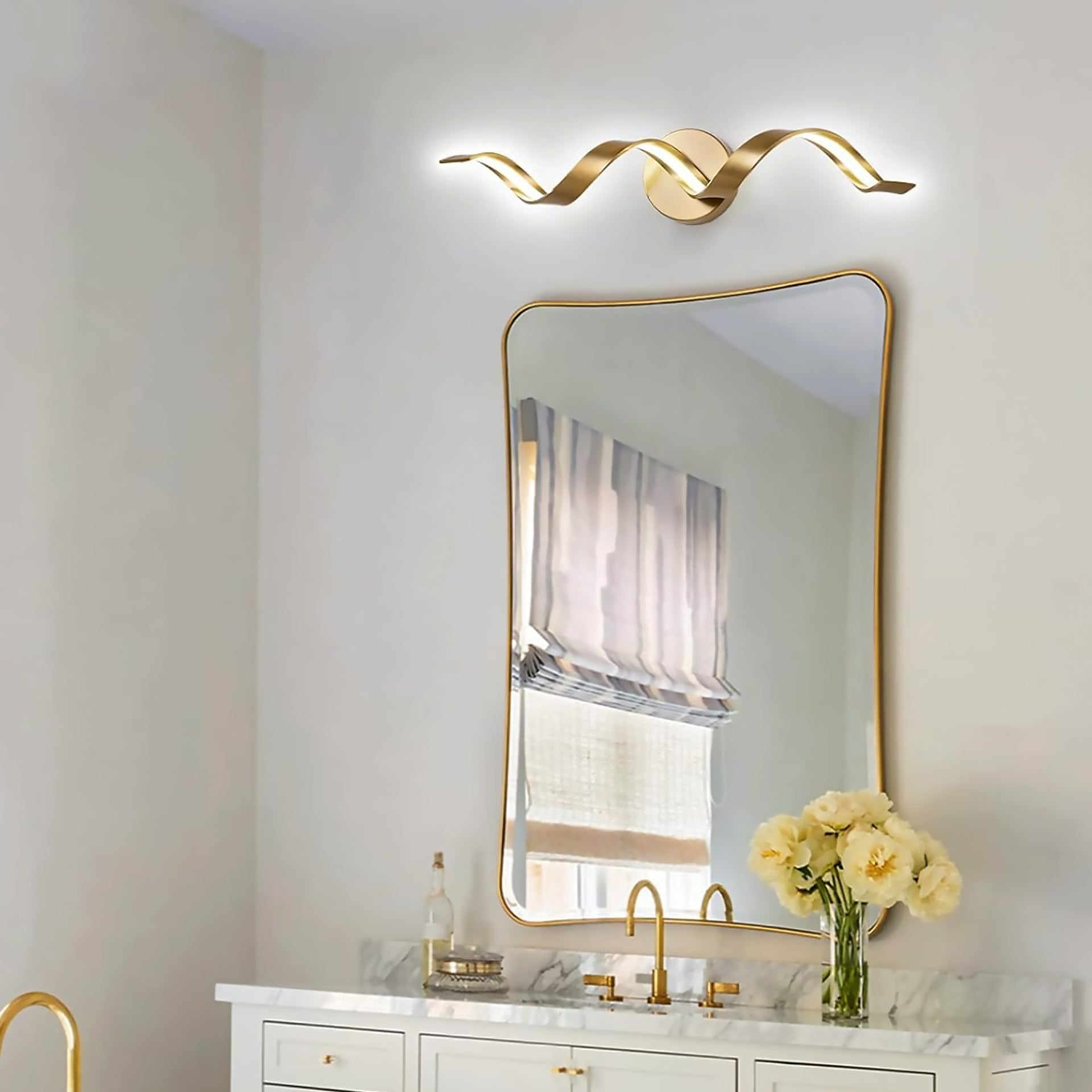 Gold Bathroom Light Fixtures, 24 inch Spiral Design Modern LED Bathroom Vanity Lights Over Mirror, Wall Light Fixtures for Living Room --GOLD
