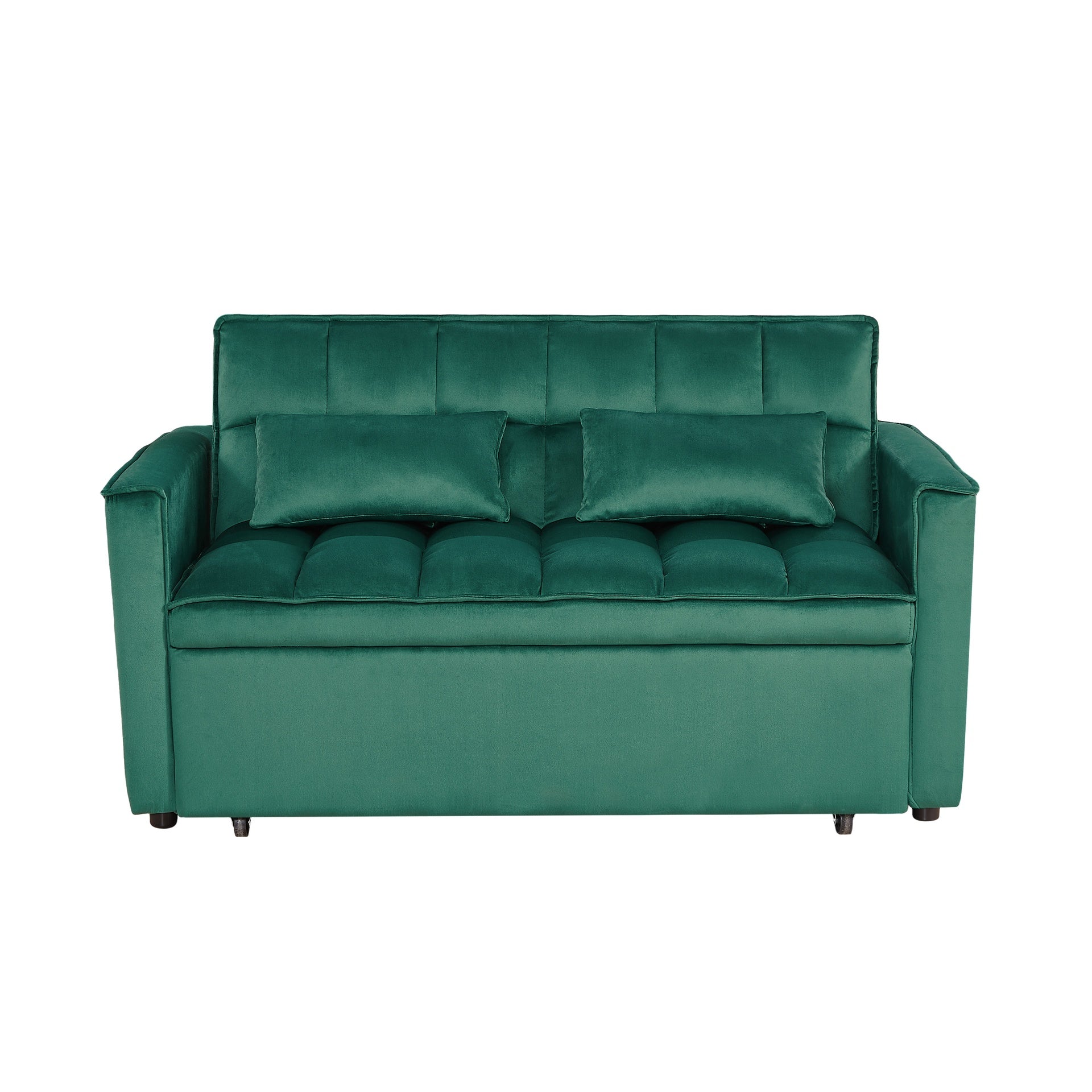 Modern 2-Seater Sofa, 54" Pull-Out Sleeper Sofa Bed for Living Room, Green