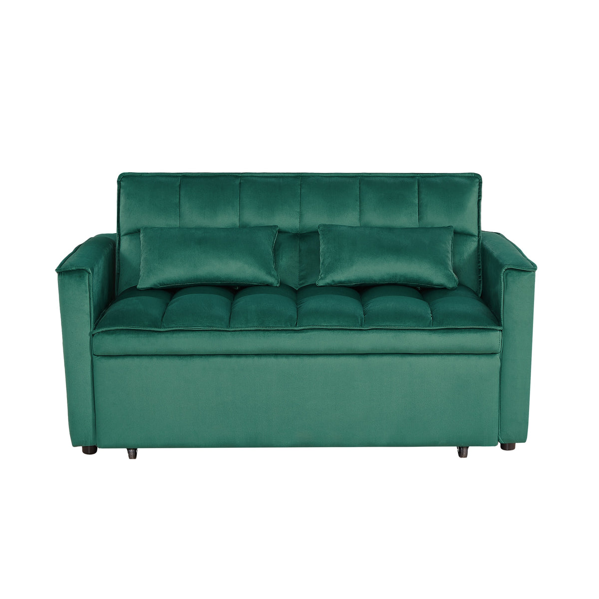 Modern 2-Seater Sofa, 54" Pull-Out Sleeper Sofa Bed for Living Room, Green