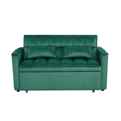 Modern 2-Seater Sofa, 54" Pull-Out Sleeper Sofa Bed for Living Room, Green