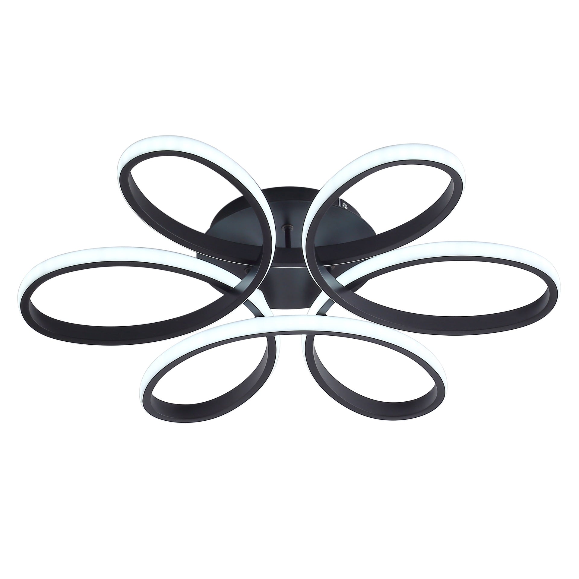 23 inch Modern LED Ceiling Light, 6 Rings Flower Flush Mount Light Fixture with Remote Control Black Dimmable Ceiling Lamp for Living Room, Bedroom, Dining Room, Hallway, Kitchen