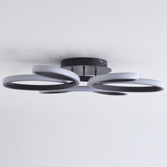 23 inch Modern LED Ceiling Light, 6 Rings Flower Flush Mount Light Fixture with Remote Control Black Dimmable Ceiling Lamp for Living Room, Bedroom, Dining Room, Hallway, Kitchen