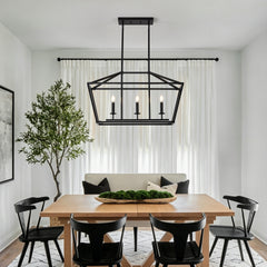 3-Light Farmhouse Kitchen Island Lighting,5 Light Industrial Linear Chandelier for Dining Room Metal Matte Black Finish Hanging Pendant Light Fixture for Bedroom Living Room Hallway Conference Room