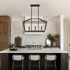 3-Light Farmhouse Kitchen Island Lighting,5 Light Industrial Linear Chandelier for Dining Room Metal Matte Black Finish Hanging Pendant Light Fixture for Bedroom Living Room Hallway Conference Room