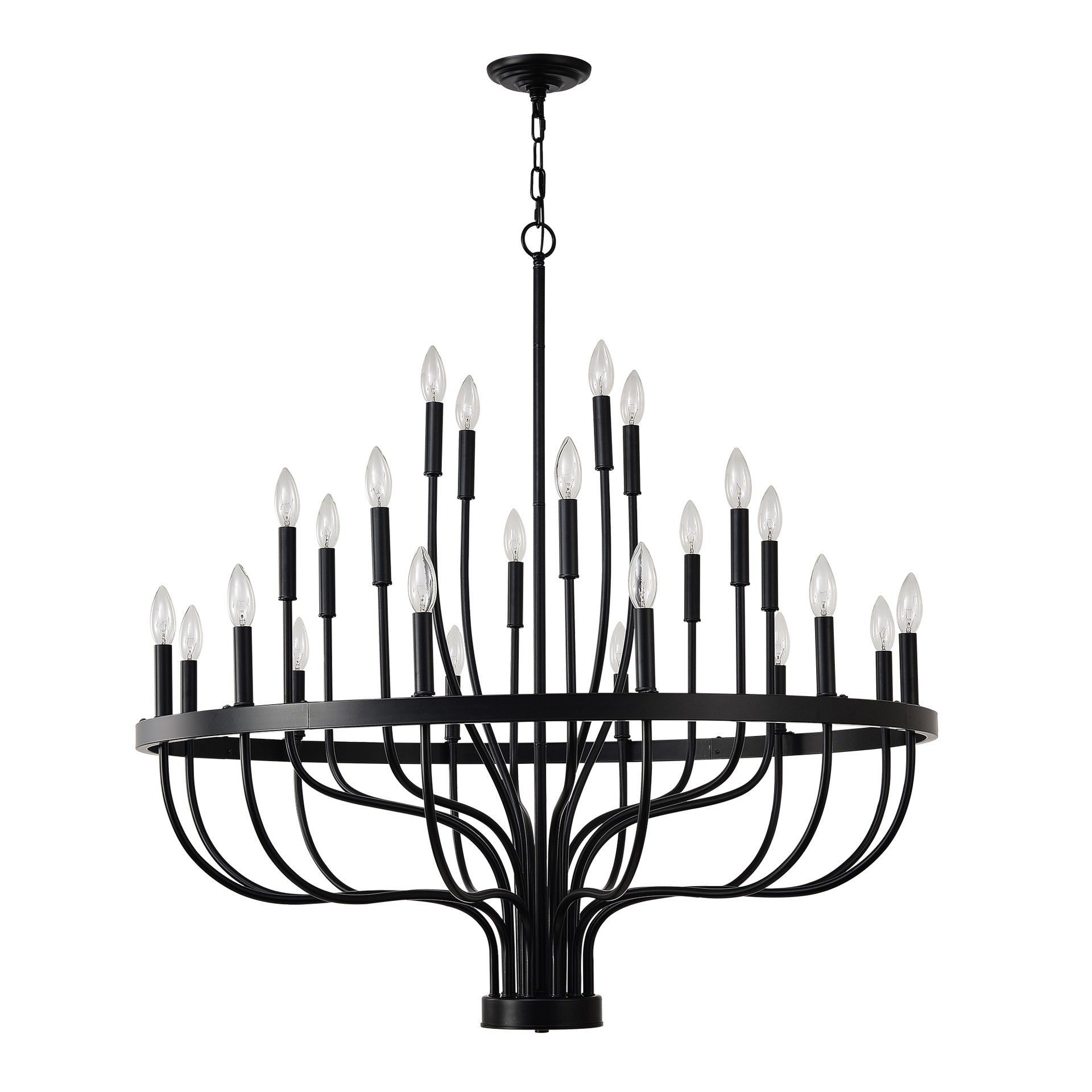 36-Light Black Chandelier Industrial Iron Candle Chandelier Modern Suspended Farmhouse Chandeliers Pendant Light Fixtures for Dining Room Bedroom Living Room Kitchen Island Foyer E12 Bulb (NO Include)