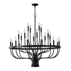 36-Light Black Chandelier Industrial Iron Candle Chandelier Modern Suspended Farmhouse Chandeliers Pendant Light Fixtures for Dining Room Bedroom Living Room Kitchen Island Foyer E12 Bulb (NO Include)