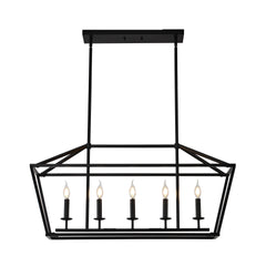 5-Light Farmhouse Kitchen Island Lighting,5 Light Industrial Linear Chandelier for Dining Room Metal Matte Black Finish Hanging Pendant Light Fixture for Bedroom Living Room Hallway Conference Room