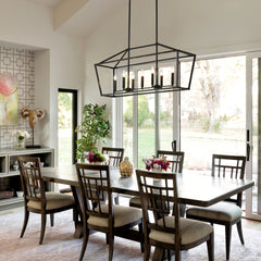 7-Light Farmhouse Kitchen Island Lighting,5 Light Industrial Linear Chandelier for Dining Room Metal Matte Black Finish Hanging Pendant Light Fixture for Bedroom Living Room Hallway Conference Room