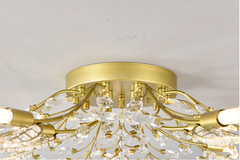 15-Light Chandelier Crystal Ceiling Lamp, 15-Lights Modern Farmhouse Ceiling Ceiling Hanging Light Fixture Over Table, for Dining Room, Kitchen Island--NO INCLUDED BULBS--GOLD