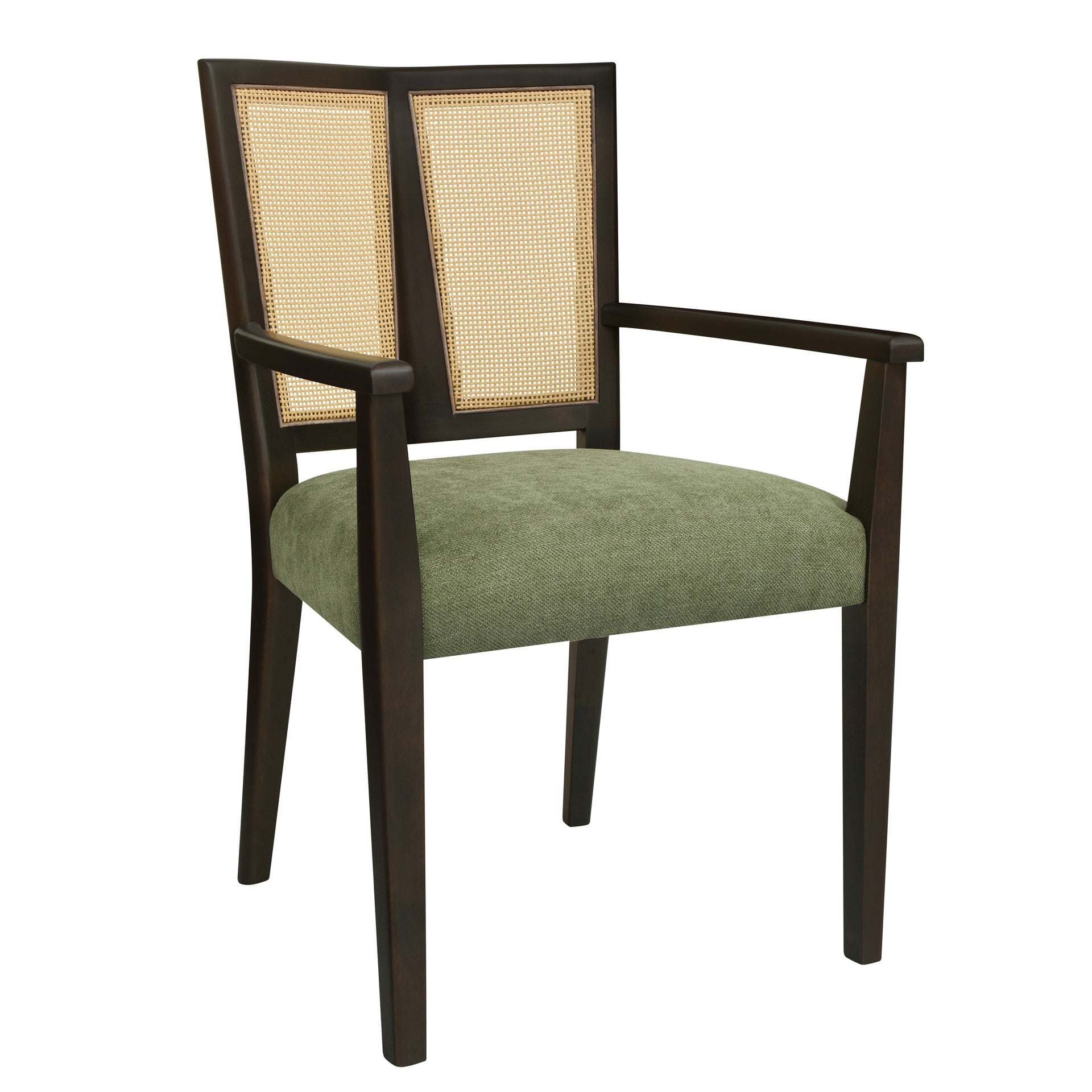 ARM DINING CHAIR(dark brown+green) Set of 2