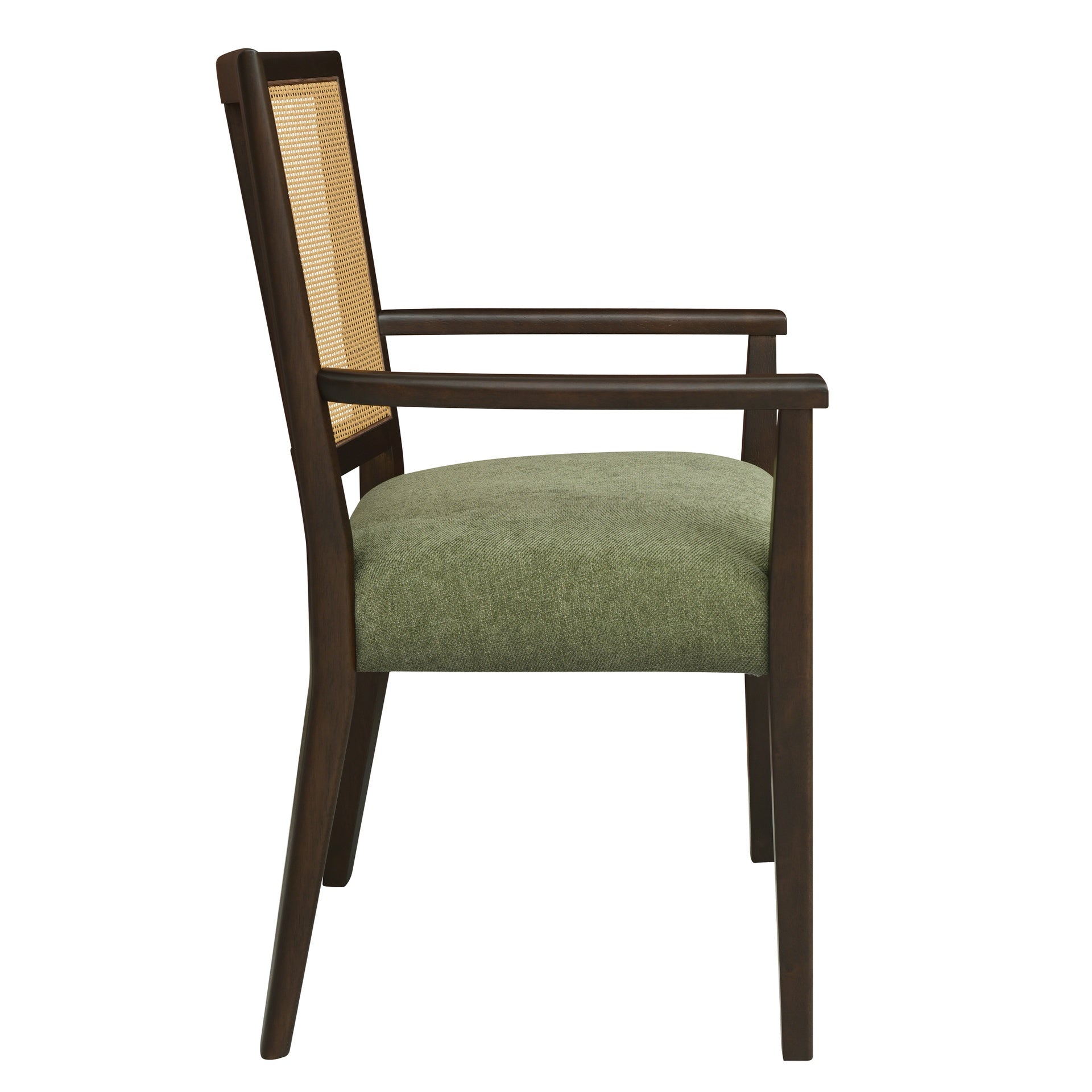 ARM DINING CHAIR(dark brown+green) Set of 2