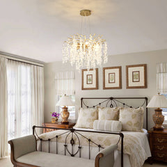 6-Light Chandelier Crystal Ceiling Lamp, 6-Lights Modern Farmhouse Ceiling Ceiling Hanging Light Fixture , for Dining Room, Kitchen Island--NO INCLUDED BULBS--GOLD