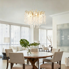 6-Light Chandelier Crystal Ceiling Lamp, 6-Lights Modern Farmhouse Ceiling Ceiling Hanging Light Fixture , for Dining Room, Kitchen Island--NO INCLUDED BULBS--GOLD