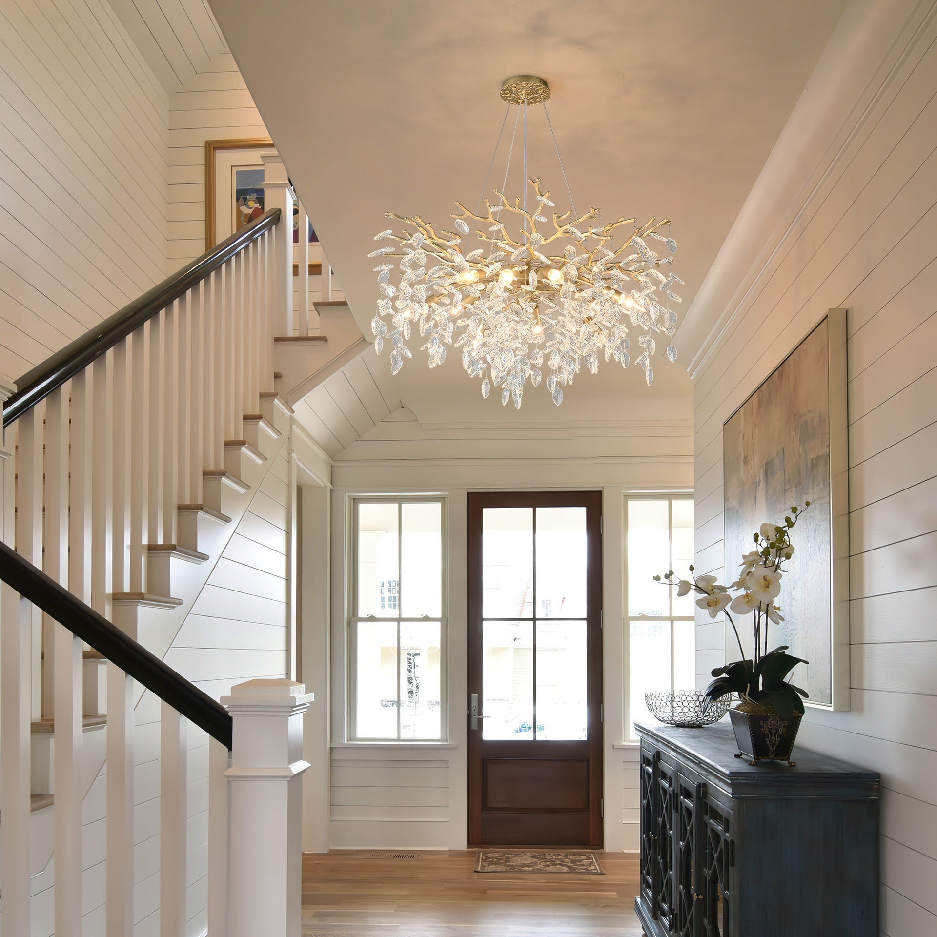 8-Light Chandelier  Crystal Ceiling Lamp, 8-Lights Modern Farmhouse Ceiling Ceiling Hanging Light Fixture , for Dining Room, Kitchen Island--NO INCLUDED BULBS--GOLD