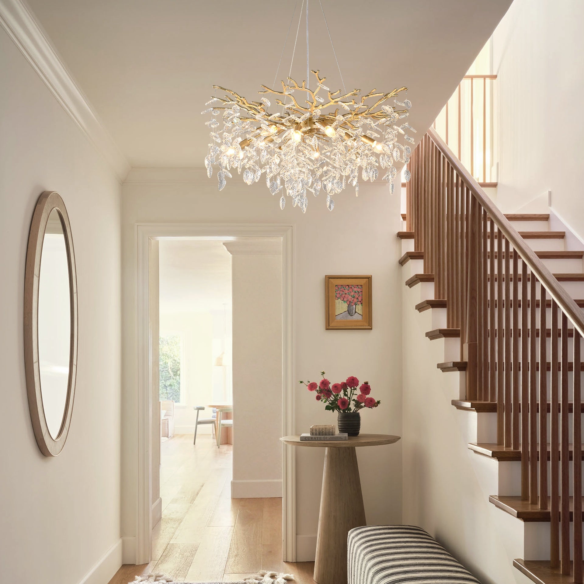 8-Light Chandelier  Crystal Ceiling Lamp, 8-Lights Modern Farmhouse Ceiling Ceiling Hanging Light Fixture , for Dining Room, Kitchen Island--NO INCLUDED BULBS--GOLD