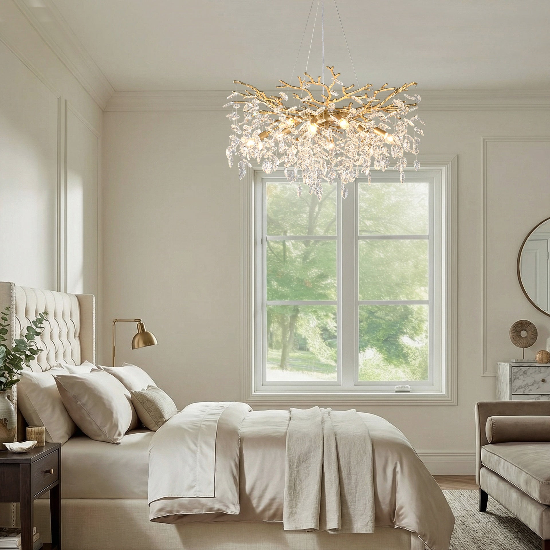 8-Light Chandelier  Crystal Ceiling Lamp, 8-Lights Modern Farmhouse Ceiling Ceiling Hanging Light Fixture , for Dining Room, Kitchen Island--NO INCLUDED BULBS--GOLD