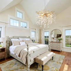 6-Light Chandelier Crystal Ceiling Lamp, 6-Lights Modern Farmhouse Ceiling Ceiling Hanging Light Fixture , for Dining Room, Kitchen Island--NO INCLUDED BULBS--GOLD