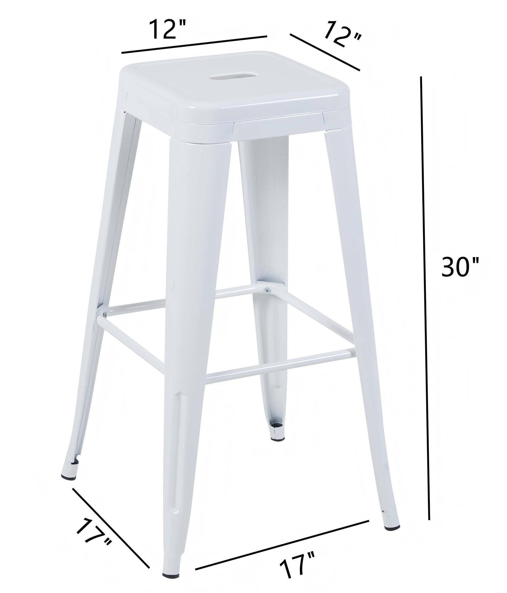30 Inch Counter Height Stool, Backless Metal Bar Stools Set of 4, Non-Stackable, Detachable & Easy Assembly, Space-Saving Design for Kitchen Island/Bar/Café/Dining Room (White)