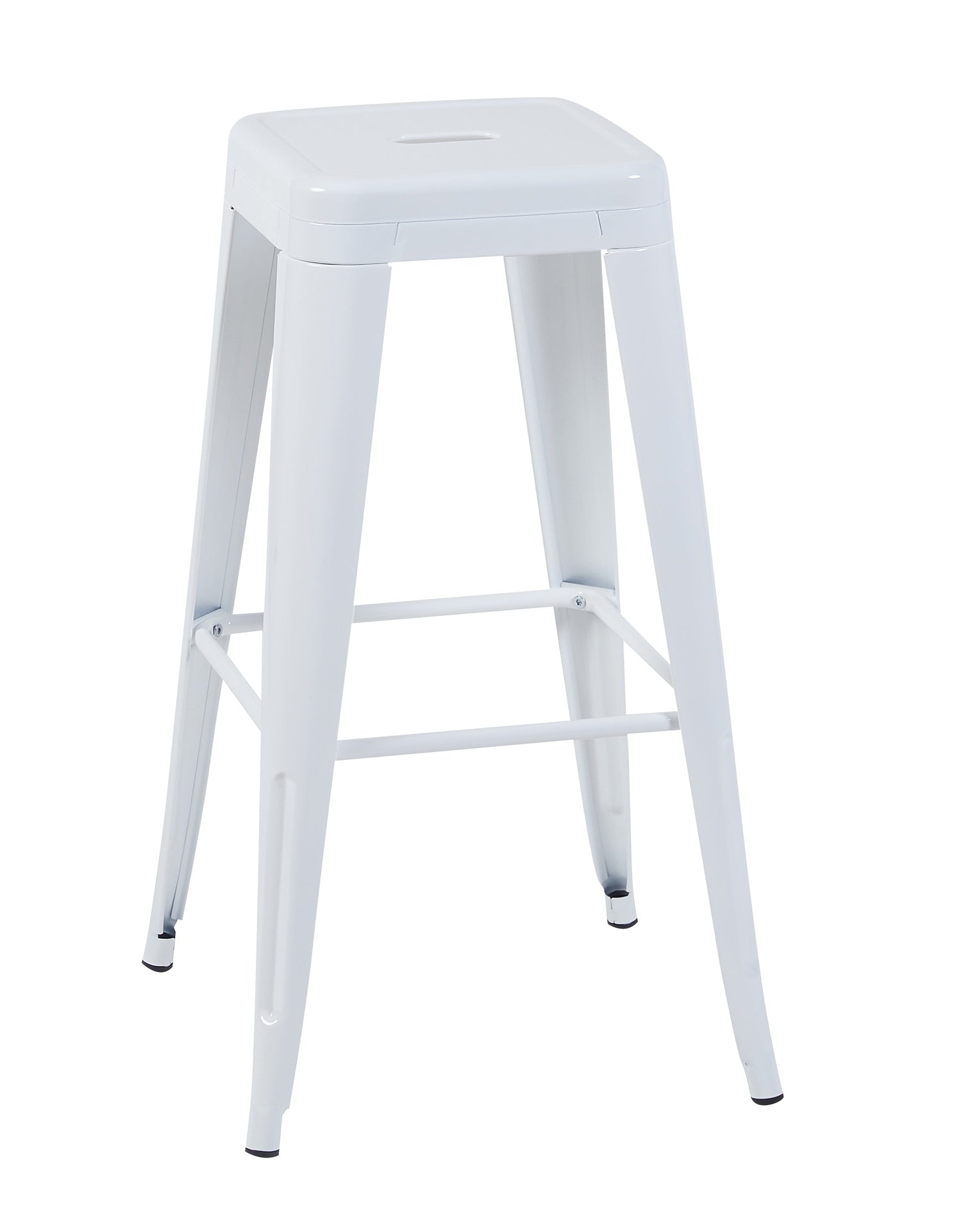30 Inch Counter Height Stool, Backless Metal Bar Stools Set of 4, Non-Stackable, Detachable & Easy Assembly, Space-Saving Design for Kitchen Island/Bar/Café/Dining Room (White)