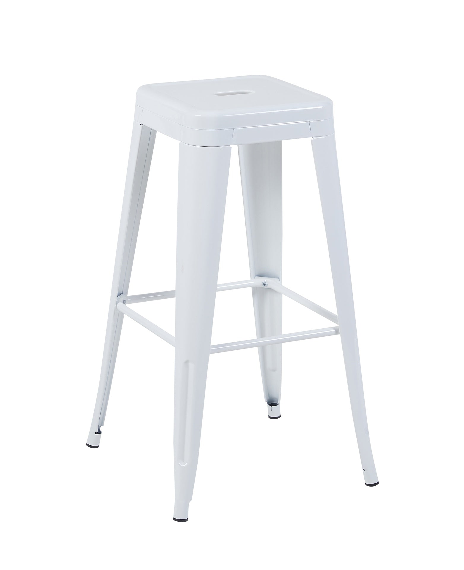 30 Inch Counter Height Stool, Backless Metal Bar Stools Set of 4, Non-Stackable, Detachable & Easy Assembly, Space-Saving Design for Kitchen Island/Bar/Café/Dining Room (White)