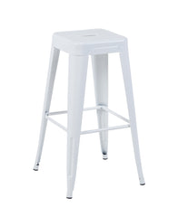 30 Inch Counter Height Stool, Backless Metal Bar Stools Set of 4, Non-Stackable, Detachable & Easy Assembly, Space-Saving Design for Kitchen Island/Bar/Café/Dining Room (White)