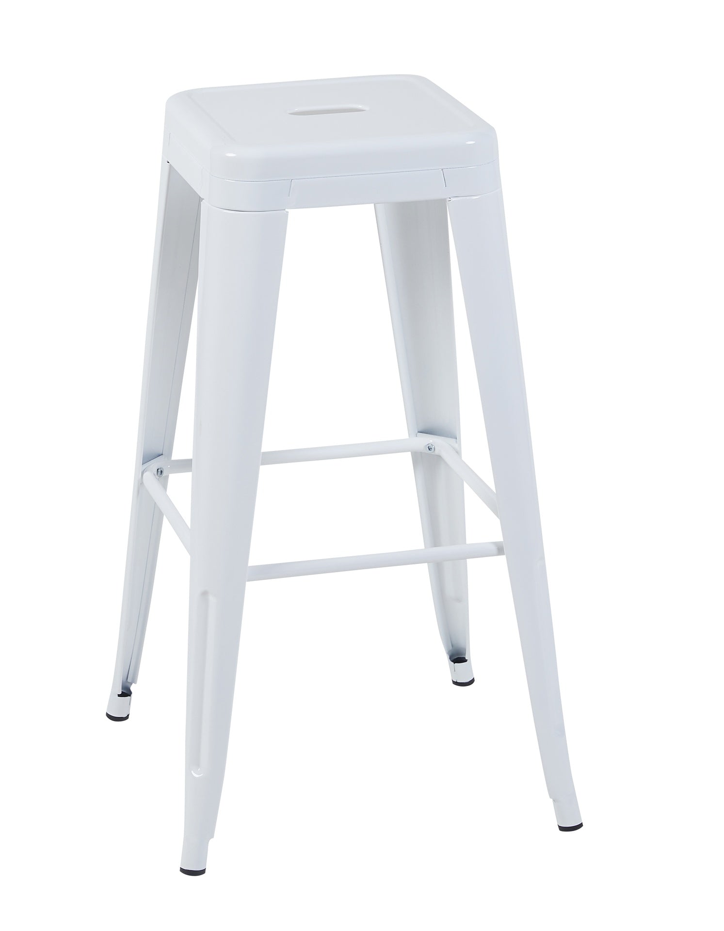30 Inch Counter Height Stool, Backless Metal Bar Stools Set of 4, Non-Stackable, Detachable & Easy Assembly, Space-Saving Design for Kitchen Island/Bar/Café/Dining Room (White)