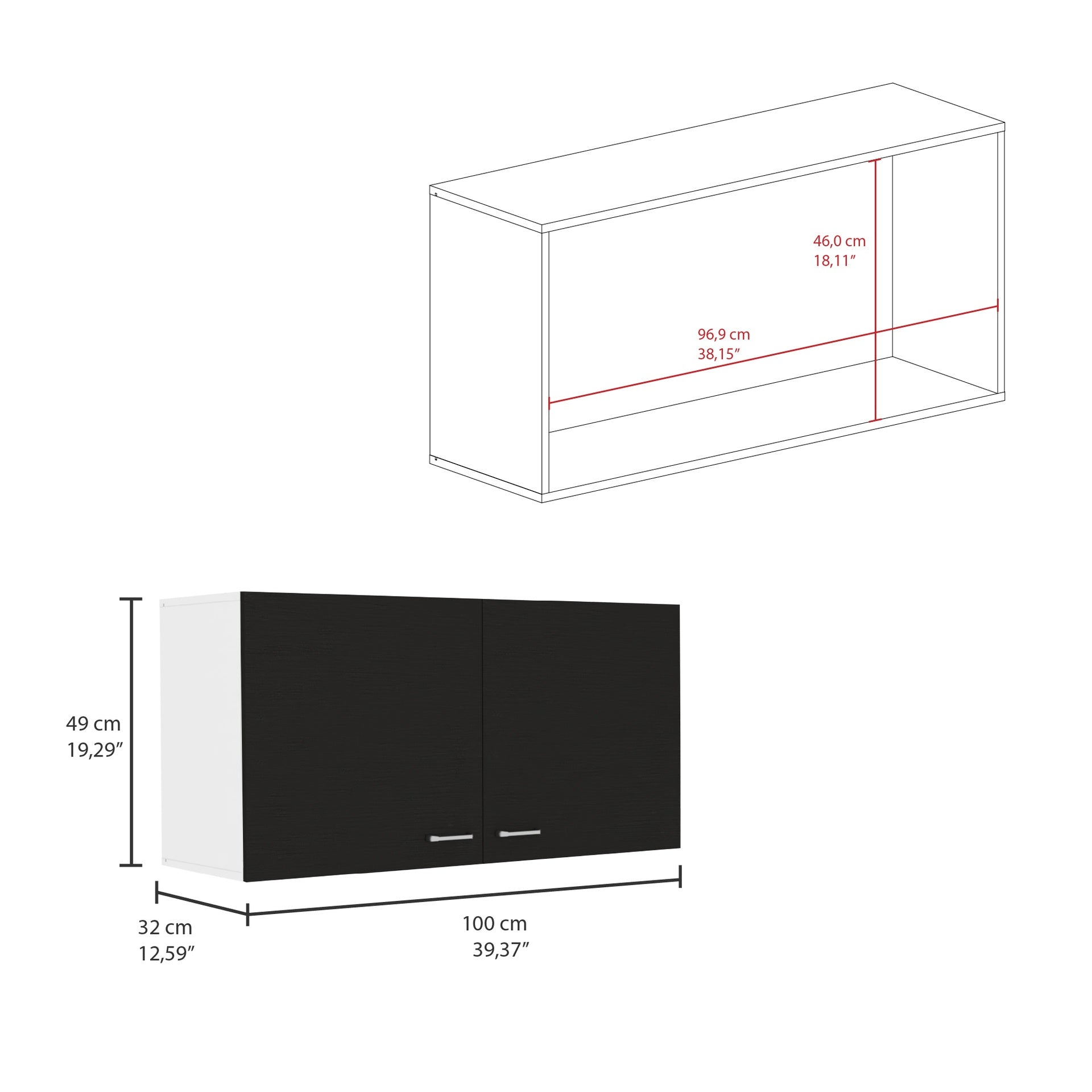 Napoles Wall Cabinet, Two Shelves, Double Door