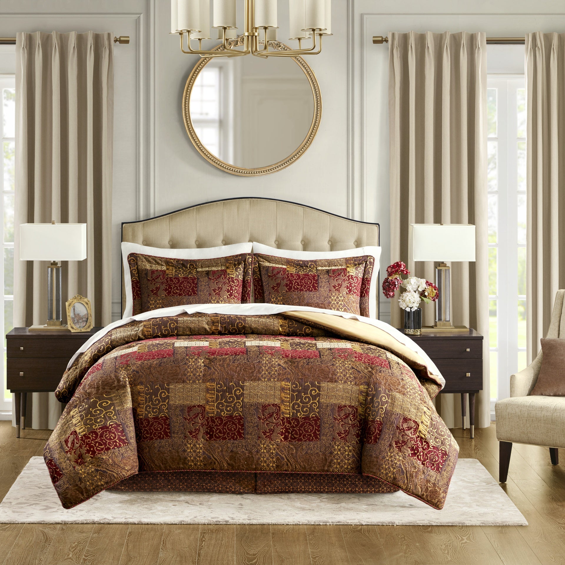 4 Piece Brown Comforter Set Brown King