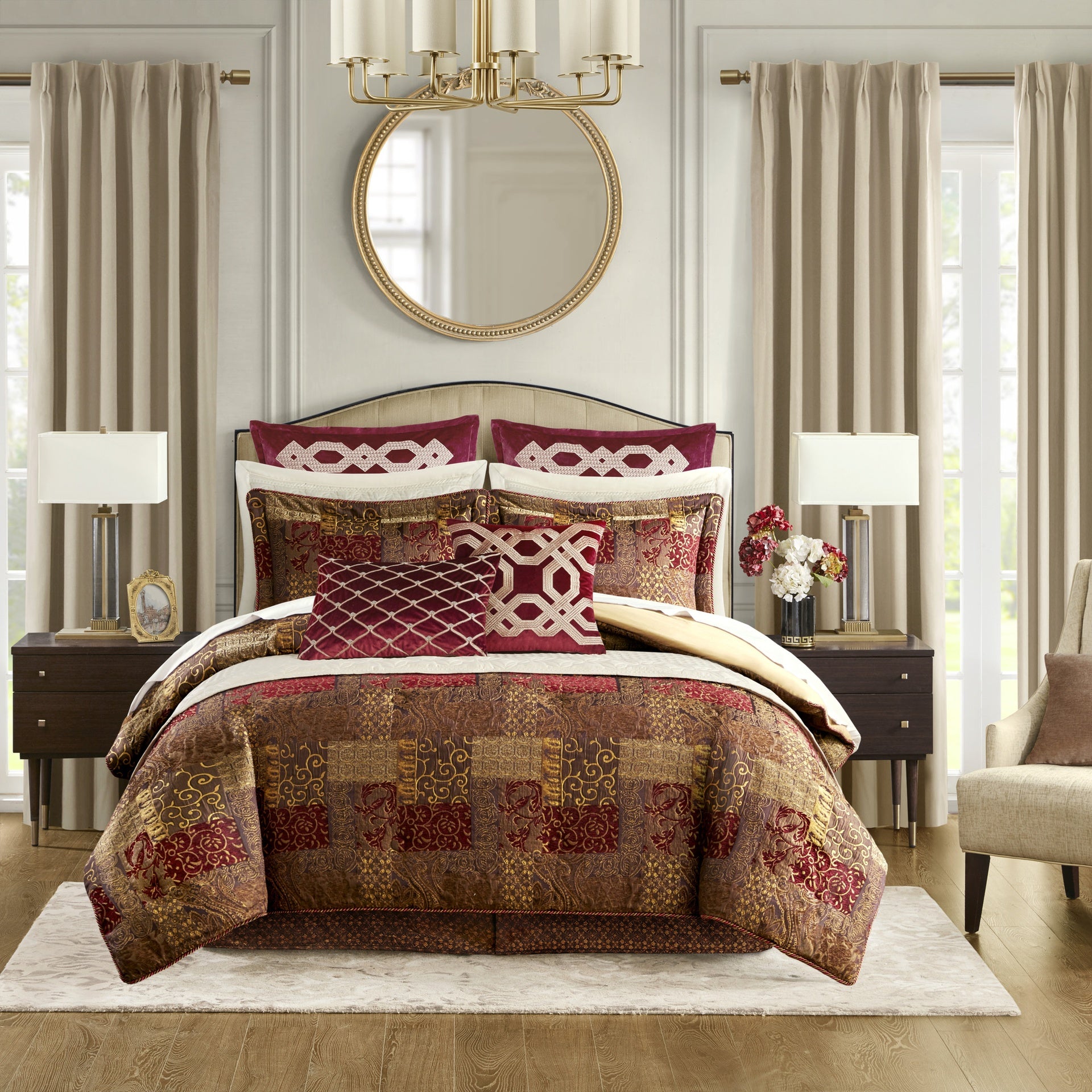 4 Piece Brown Comforter Set Brown Queen