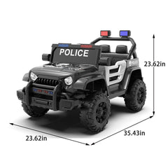 12V Kids Electric Police Car W/ Parent Remote Control,Dual drive,Four-wheel Suspension,With music,Bluetooth,MP3,USB,with headlights, steering wheel quick release,Slow start for Kids Aged 2-4.