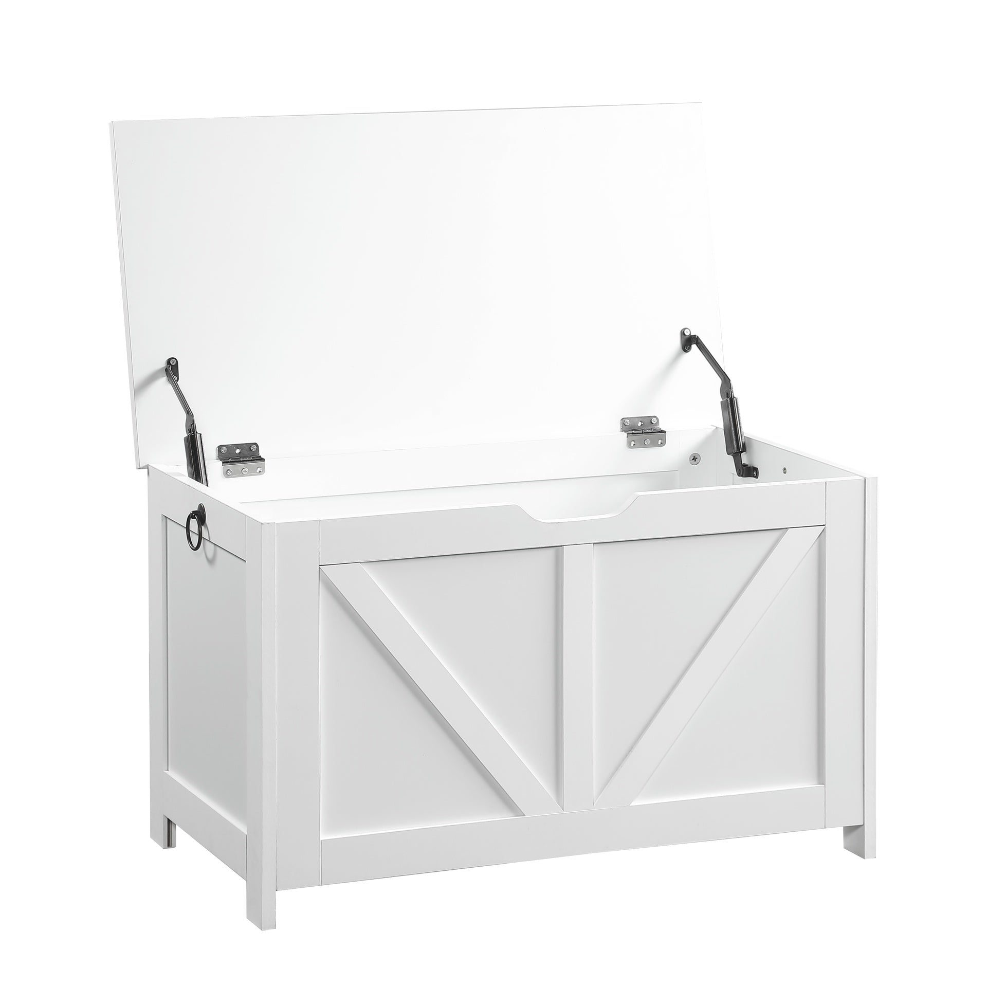 Storage Chest,Storage Bench,Retro Toy Box Organizer ,Entryway Storage Bench with 2 Hinges,Easy Assembly,White