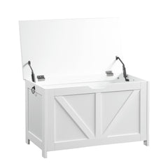 Storage Chest,Storage Bench,Retro Toy Box Organizer ,Entryway Storage Bench with 2 Hinges,Easy Assembly,White
