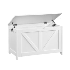Storage Chest,Storage Bench,Retro Toy Box Organizer ,Entryway Storage Bench with 2 Hinges,Easy Assembly,White