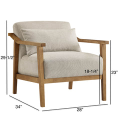 Reagan Wood Arm Accent Chair with Lumbar Pillow